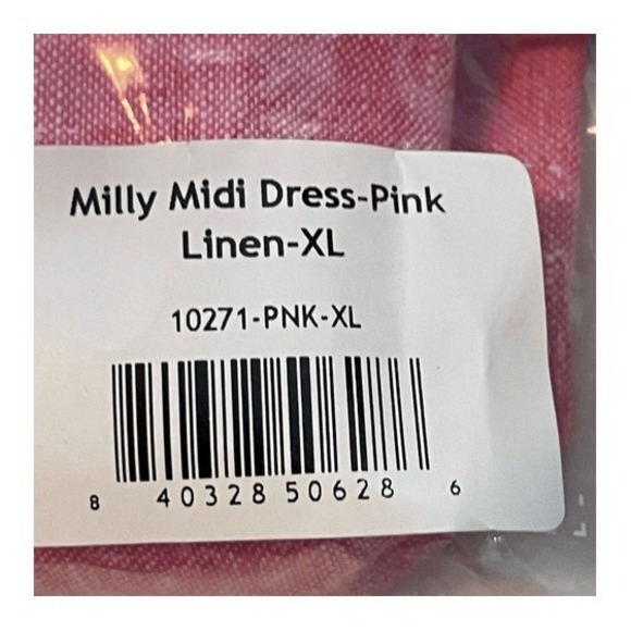 Lake Milly Linen One Shoulder Midi Dress Zinnia Pink XL - Picture 6 of 8